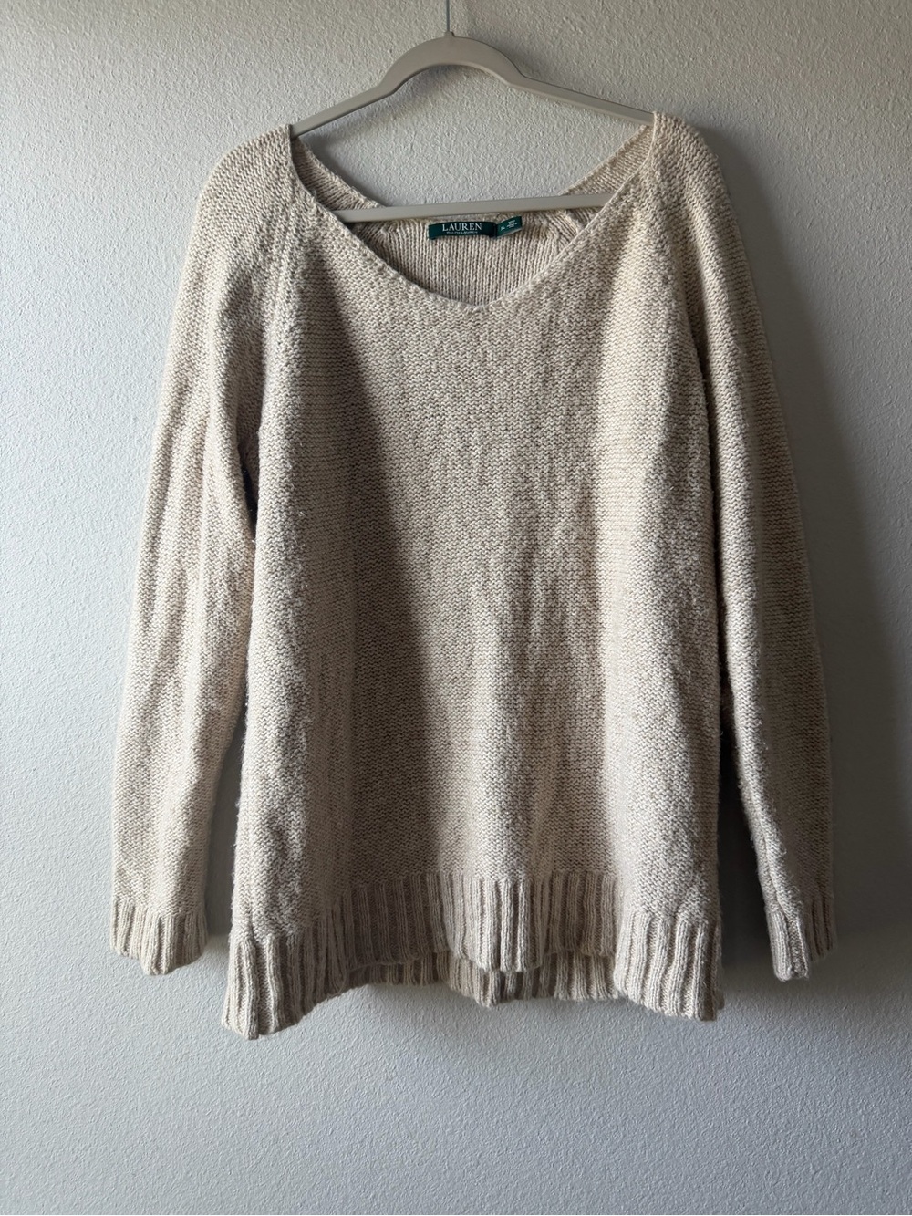 Ralph Lauren Cream V-Neck Knit Sweater